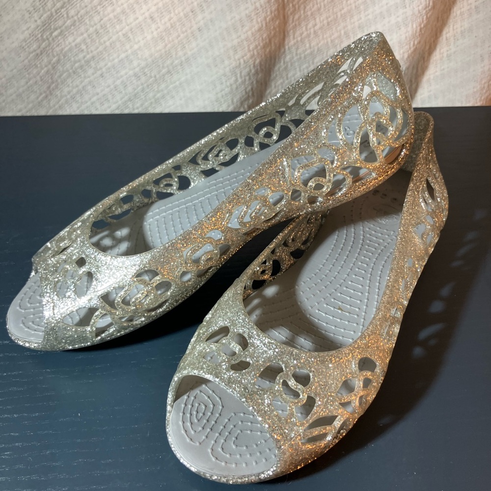 CROCS Glittery Silver Women's Flats